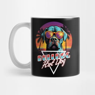 Retro Wave American Bulldog Hot Dog Shirt Mug